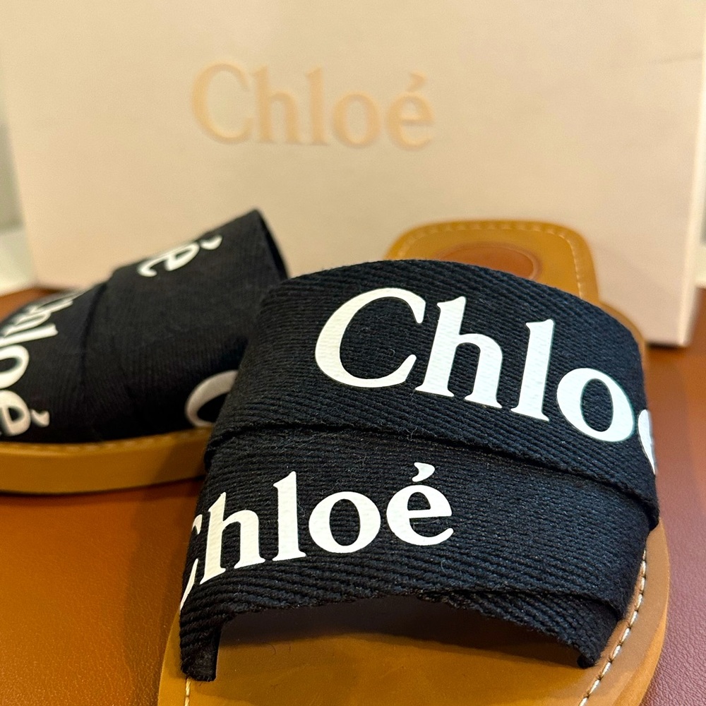 Chloe Woody Black Sandle with box and dust bags